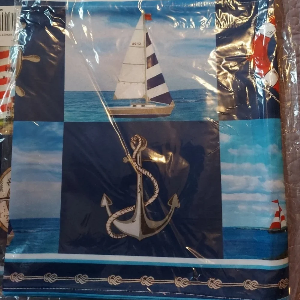 Longshore Tides Nantucket Coastal Window Valance SET Seafarer BNWT RETIRED $120